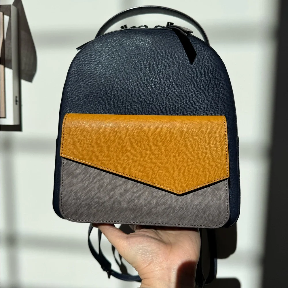 Botkier Navy Backpack with Mustard and Gray Accent Pocket - Picture 1 of 9
